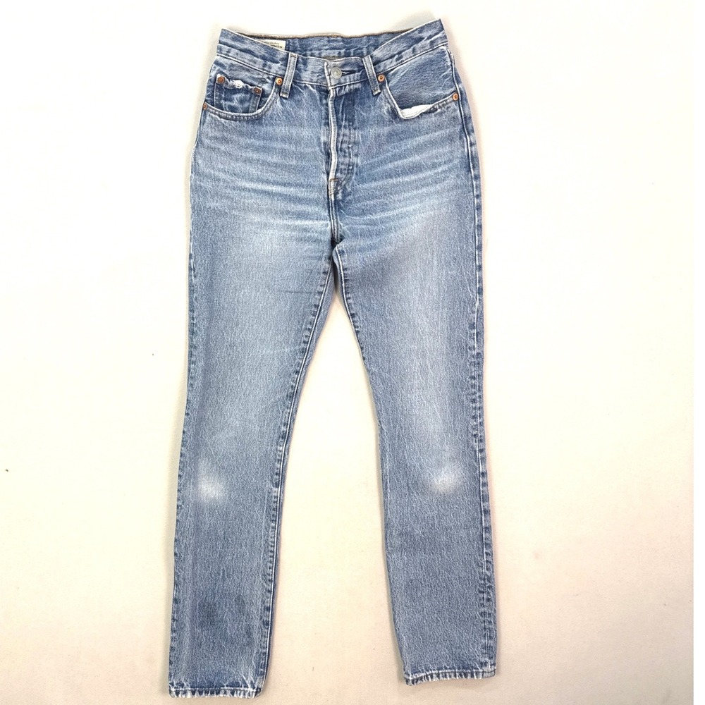 Levis Premium 501 Skinny Jeans Light Wash High Rise Button Fly W25 L32